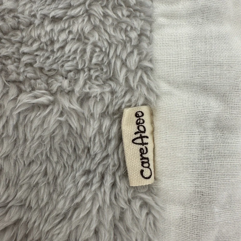 CareAboo Baby Security Blanket Grey Faux Fur White Muslin Gauze Lovey 17x9